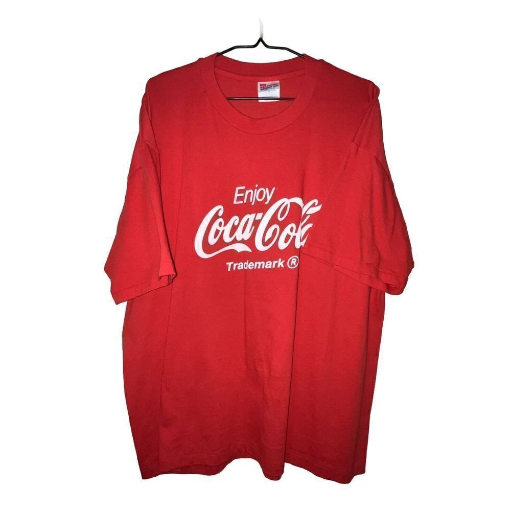 Vtg 90s Coca Cola Coke Single Stitch T Shirt Men’s XL Red Trademark Graphic